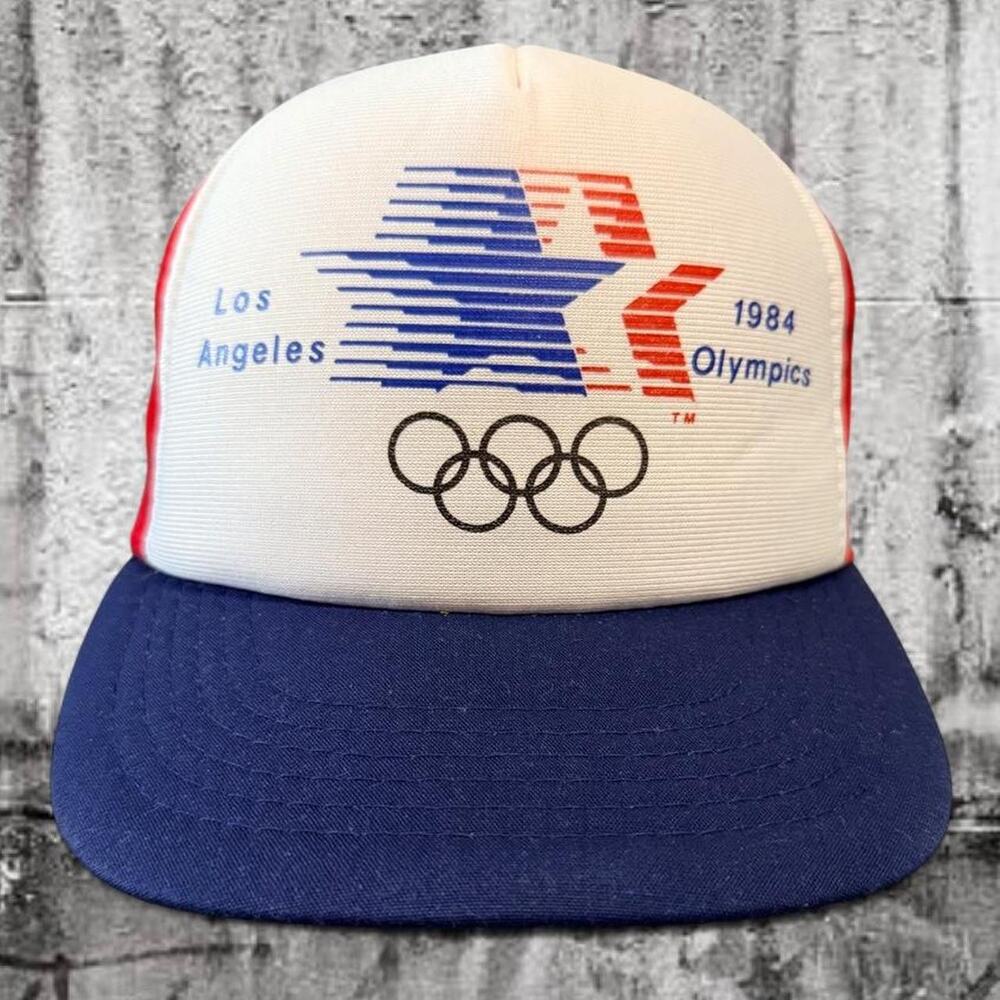 Vintage 1984 Los Angeles Olympics Trucker Hat USA Olympic Snapback